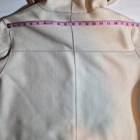 Cozy Cream Hooded Mid-Length Coat - Sherpa Lined Size L - Picture 7 of 9